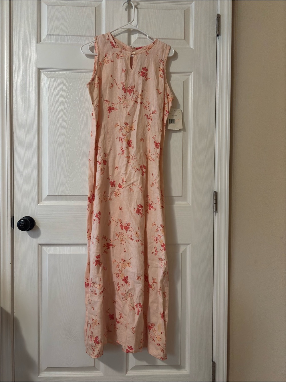 Sleeveless Pink Floral Maxi Dress 💯 linen